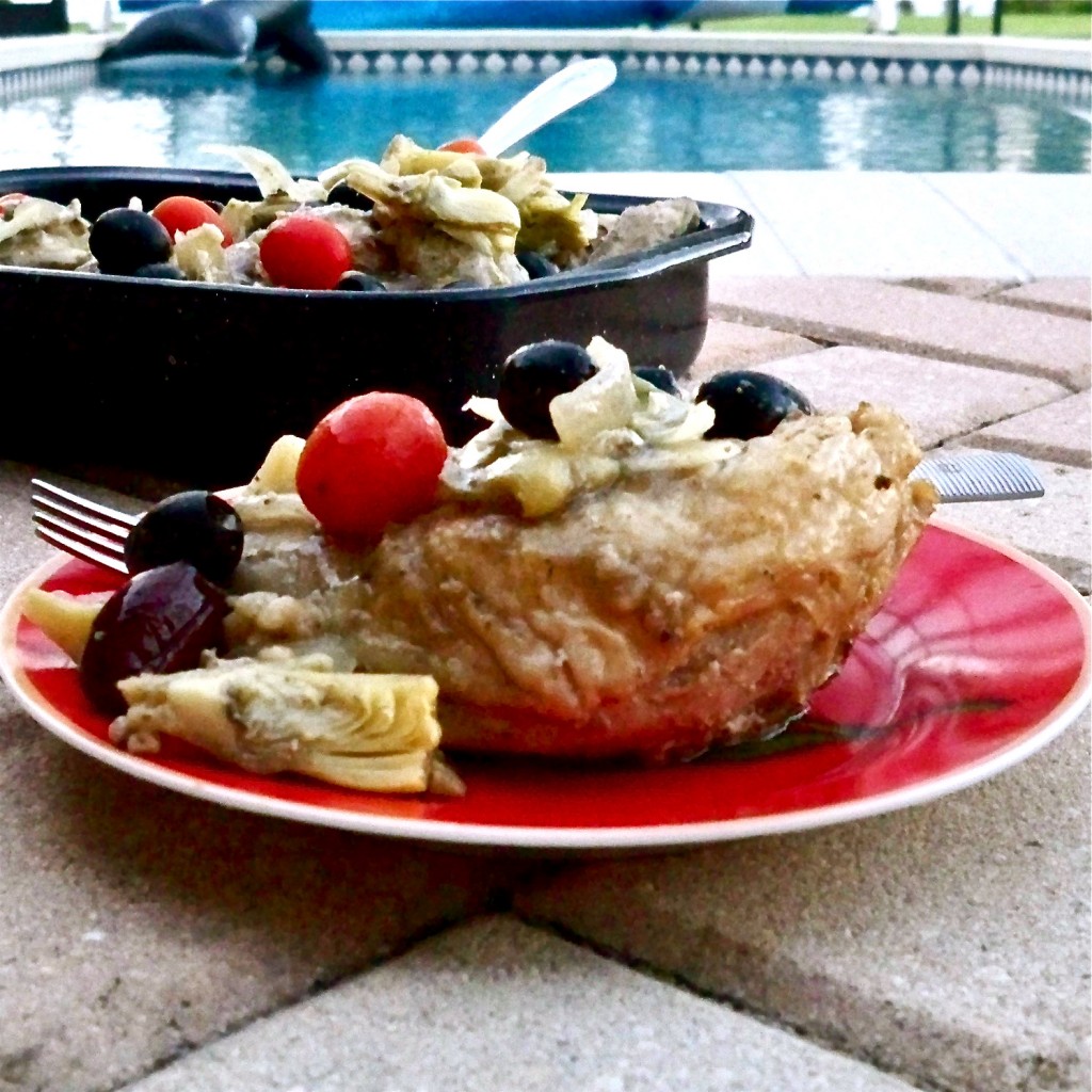 Chicken with artichoke hearts and olives