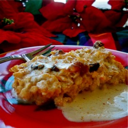 "Bread" Pudding with Almond Cream Sauce