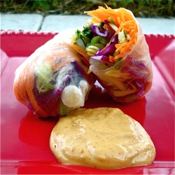 Homemade Spring Rolls with Spicy Peanut Sauce