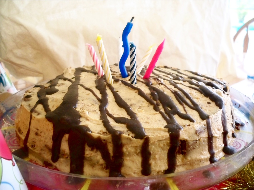 Chocolate Cake with Peanut Butter Cream Frosting
